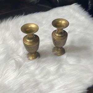 Brass Etched Flower Vase, Vintage & Antique India Brass, Boho Style Home Decor.